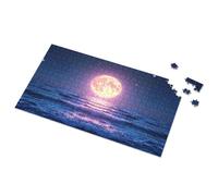 Puzzle de 100 pièces pour enfants pleine lune sur l'océan la nuit - Puzzle d'images de 1000 pièces pour filles (1000 pièces)