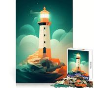 Puzzle de 1000 pièces à facettes représentant Une île avec Phare Découpe précise Un défi cérébral Amusant pour se détendre et Passer Un Bon Moment Cadeau Artistique pour Noël (50x75cm)