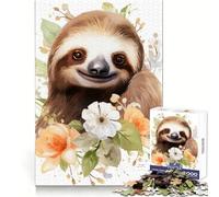 Puzzle de 1000 pièces à l'aquarelle représentant Un Paresseux, idéal pour Les Adolescents Jeu de logique et de Loisirs, Bords Fins, Cadeau Original 38x26cm