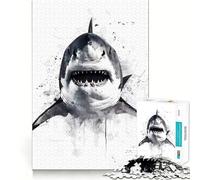 Puzzle de 1000 pièces à l'aquarelle représentant Un Requin, idéal pour Les Adolescents Un Jeu Intelligent pour Partager Un Moment de complicité et d'assemblage d'images, Une œuvre d'art 38x26cm
