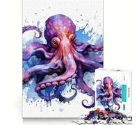 Puzzle de 1000 pièces à l'aquarelle représentant Une Pieuvre, idéal pour Les Adolescents Un Cadeau Artistique, décompressant et Anti-Stress grâce à sa découpe Lisse (38x52cm)