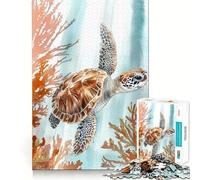 Puzzle de 1000 pièces à l'aquarelle représentant Une Tortue Marine, idéal pour Les Adolescents améliore la mémoire, détend l'esprit et Offre Un Cadeau créatif aux Bords Nets (50x75cm)