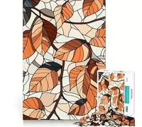 Puzzle de 1000 pièces à Motif de Feuilles d'automne en vitrail pour Adultes Jeu de logique Solide Jeu de Groupe Bords Nets 38x52cm
