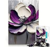 Puzzle de 1000 pièces à Motif Floral Abstrait Violet et Blanc pour Adultes, Jouet cognitif pour Partager Un Moment de complicité, pour Les vœux du Père Noël (50x75cm)