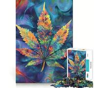 Puzzle de 1000 pièces à Motifs Floraux et de Feuilles de Cannabis tie-Dye pour Adolescents, Un Jeu Amusant et Simple pour stimuler Le Cerveau, Un Cadeau précieux 50x75cm