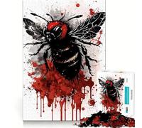 Puzzle de 1000 pièces Abeille Peinture à l'encre Ajustement Parfait Art Stimulant Le Cerveau Jeu Temps de Repos Jeu Décoration Murale de Noël (50x75cm)