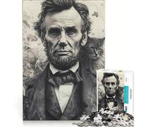 Puzzle de 1000 pièces Abraham Lincoln avec Chat, Portrait Historique, Jeu Pratique, Interaction Parent-Enfant, Collection d'artistes, Beaux-Arts 38x26cm