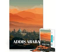 Puzzle de 1000 pièces Addis-Abeba Éthiopie Affiche de Voyage Découpe précise Jeu Stimulant pour Le Cerveau Loisirs Amusants Décoration de Noël Cadeau (50x75cm)