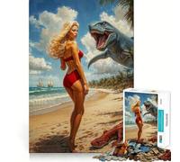 Puzzle de 1000 pièces Adolescents en Maillot de Bain Rouge Jeu de logique Stimulant Amusant en intérieur Bordure de qualité supérieure Cadeau mémorable (38x26cm)