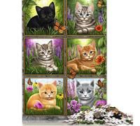 Puzzle de 1000 pièces « Adorables Chatons du Jardin », Puzzle en Bois pour Adultes, idéal pour se détendre et Offrir en Cadeau à la Famille et aux Amis (75 x 50 cm).