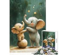 Puzzle de 1000 pièces Adorables éléphants Qui tendent la Main vers Les étoiles Décoration intérieure Jouet Idée Cadeau Jeu Pratique et Relaxant Dimensions 50x75cm