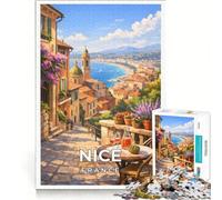 Puzzle de 1000 pièces Affiche de Nice, France, Décoration Murale ludique, Réduction du Stress, Idéal comme Cadeau 38x52cm