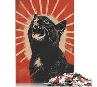 Puzzle de 1000 pièces - Affiche de Propagande féline - Puzzle en Bois pour Adultes 1000 pièces (75 x 50 cm)