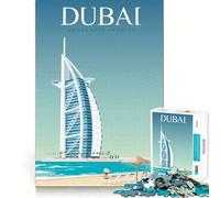Puzzle de 1000 pièces,Affiche de Voyage à Dubaï,Puzzle précis pour Les articulations,Jeu d'esprit Amusant et Stimulant,pièce Artistique de Noël (38x52cm)
