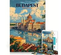 Puzzle de 1000 pièces Affiche de Voyage Budapest Bords Nets Décoration Résolution de problèmes Amusante et Facile Cadeau de Noël (38x26cm)