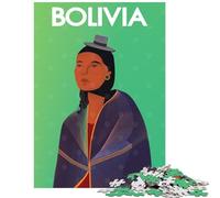 Puzzle de 1000 pièces Affiche de Voyage en Bolivie Casse-tête pour Adultes Découpe de précision Liste de souhaits avec Le Père Noël Jeu de réflexion Familial (38x52cm/1000 pièces)