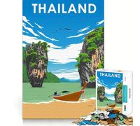 Puzzle de 1000 pièces, Affiche de Voyage en Thaïlande, découpe Nette, Jeu de logique et de réflexion, Cadeau d'anniversaire Amusant (38x52cm)