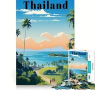 Puzzle de 1000 pièces Affiche de Voyage en Thaïlande Découpe précise Jeu Amusant et Stimulant pour l'esprit Jeu de détente Cadeau d'anniversaire Activité Artistique (38x26cm)