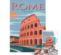 Puzzle de 1000 pièces Affiche de Voyage Rome Italie Jeu éducatif et Stimulant Idée Cadeau (Dimensions 75x50cm)