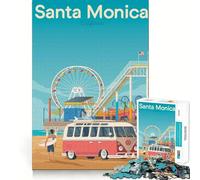 Puzzle de 1000 pièces Affiche de Voyage Santa Monica Décoration idéale Jeu cognitif Cadeau Facile à Jouer Cadeau d'anniversaire (50x75cm)