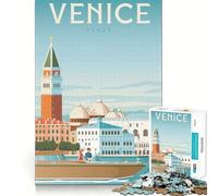 Puzzle de 1000 pièces Affiche de Voyage Venise Bords Lisses Jeu de Concentration Amusant Idéal pour des Moments de détente Cadeau d'anniversaire (38x26cm)