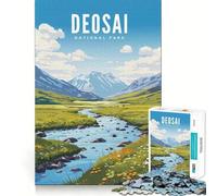 Puzzle de 1000 pièces Affiche du Parc National de Deosai Découpe précise Jeu cognitif et Amusant Loisirs Scène de Noël (50x75cm)