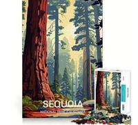 Puzzle de 1000 pièces Affiche du Parc National de Sequoia Bords Lisses Jeu de Concentration Amusant Idéal pour des Moments de détente Cadeau d'anniversaire (38x26cm)