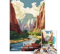 Puzzle de 1000 pièces Affiche du Parc National de Zion Jeu éducatif Difficile et Stimulant d'analyse et de logique adapté aux Personnes de 14 Ans et Plus (38x26cm)