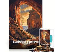 Puzzle de 1000 pièces Affiche du Parc National des grottes de Carlsbad Décoration aux Bords Nets Résolution de problèmes Amusante et Facile Cadeau de Noël (38x52cm)