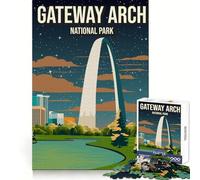 Puzzle de 1000 pièces Affiche du Parc National Gateway Arch Découpe précise Jeu Amusant pour développer l'esprit et ralentir Le Rythme Décoration Murale de Noël (38x52cm)