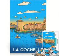 Puzzle de 1000 pièces Affiche La Rochelle, Jouets à Monter soi-même, défi Difficile, avec des pièces de Formes aléatoires Parfaitement emboîtables 38x52cm