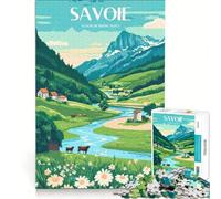 Puzzle de 1000 pièces Affiche Savoie, Jouets à Monter soi-même, défi Difficile, avec des pièces de Formes aléatoires entièrement emboîtables 38x26cm