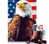 Puzzle de 1000 pièces Aigle à tête Blanche américain Jeu de mémoire Amusant Surface Lisse sans bavures Défi divertissant pour Les Loisirs (50x75cm)