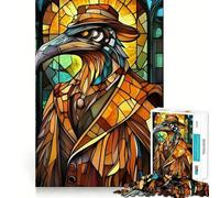 Puzzle de 1000 pièces Aigle Adolescent en vitrail Décoration Murale décorative Design Lumineux et Relaxant Assemblage Facile 38x52cm