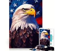 Puzzle de 1000 pièces Aigle Patriotique Pixel Art Découpe précise Jeu Intelligent et Relaxant Décoration de Noël (38x26cm)