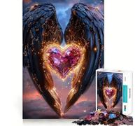 Puzzle de 1000 pièces Ailes d'ange et cœur pour Adolescents,Jeu de réflexion,découpe Laser pour Un Assemblage Parfait,activité de Groupe relaxante en intérieur (38x52cm)
