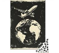 Puzzle De 1000 Pièces Airplane Flying Over Earth Puzzles pour Adultes - Anti-Stress - Interaction Parent-Enfant - Cadeaux d'anniversaire Et De Noël Uniques 52x38cm/1000pcs