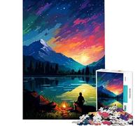 Puzzle de 1000 pièces Alaska Camping Pixel Art Défi cérébral Jeu éducatif addictif Course de Vitesse Manuelle Cadeau d'anniversaire (Dimensions 38x52cm)