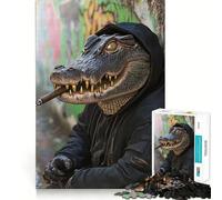 Puzzle de 1000 pièces Alligator à Capuche pour Adultes Un Cadeau Unique pour se détendre et s’entraîner (50x75cm)