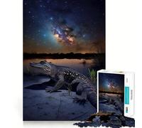 Puzzle de 1000 pièces Alligator sous Les étoiles pour Adultes Jeu Stimulant et créatif,découpe Laser pour Un Assemblage Parfait,activité ludique en Famille (38x52cm)