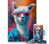 Puzzle de 1000 pièces Alpaca Llama Art Jeu de réflexion et d'exercice Emboîtement précis sans espaces Défi cérébral interactif pour la Maison (50x75cm)