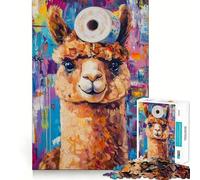 Puzzle de 1000 pièces Alpaga avec Papier Toilette pour Adultes Jeu Stimulant l'esprit Surface Lisse sans bavures Passe-Temps Fascinant pour Les Moments de détente (38x52cm)