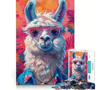 Puzzle de 1000 pièces Alpaga Lama Art Adultes Jeu de réflexion et d'exercice Ajustement Parfait Activité de Partage et de complicité pour Les Proches (38x52cm)