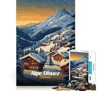 Puzzle de 1000 pièces Alpe D'huez Ski Village pour Adultes,Jeu de résolution de problèmes,qualité Professionnelle,activité de Groupe relaxante en intérieur (38x26cm)