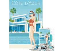 Puzzle de 1000 pièces « Ambiance Estivale de la Côte d'Azur » défi intellectuel Jeu éducatif addictif Cadeau de Course de Vitesse Manuelle idéal pour Les Anniversaires (38x26cm)