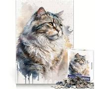 Puzzle de 1000 pièces American Curl Cat Art pour Adultes pour se détendre, réfléchir et s'entraîner Bords Nets Cadeau Joyeux (38x52cm)