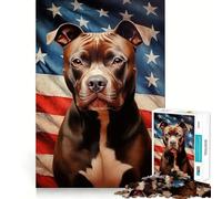 Puzzle de 1000 pièces American Pit Bull Terrier pour Adolescents,Jeu de Construction Cognitive,sans Espace,Format Compact,Amusant pour Les Moments de Jeu en Famille (38x52cm)