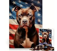 Puzzle de 1000 pièces American Pit Bull Terrier pour Adultes Stimulation logique et détente Cadeau Festif sans Couture (38x52cm)