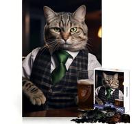 Puzzle de 1000 pièces American Shorthair Cat Pub pour Adultes Stimulation logique et Douce Cadeau Festif sans Couture (38x52cm)
