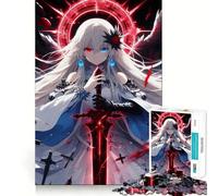 Puzzle de 1000 pièces Ange aux Cheveux Blancs et à l'épée pour Adolescents,Jeu de mémoire Amusant,Surface Lisse sans bavures,Cadeau d'anniversaire,Casse-tête (38x52cm)